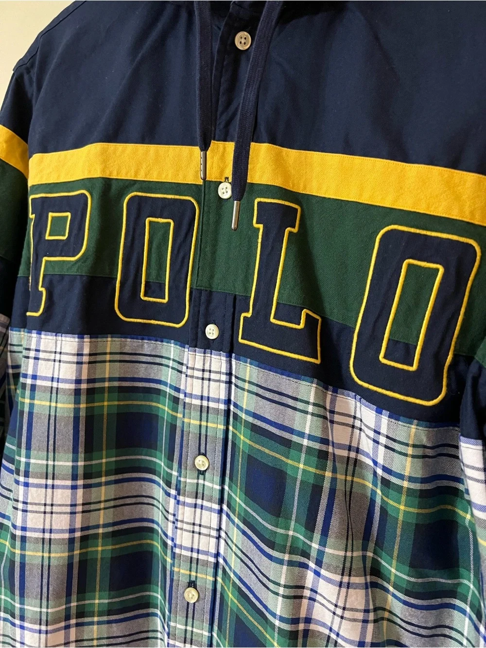 Polo Ralph Lauren Patchwork Oxford Hooded Shirt